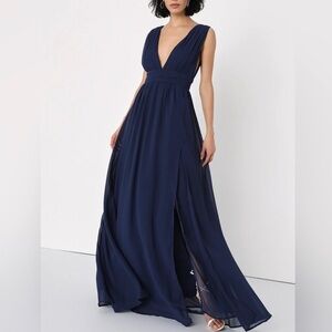 Lulus Heavenly Hues Navy Blue Maxi Dress Size S